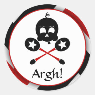 Rode Piraat Baby Skull & Cross rammelt SM Sticker