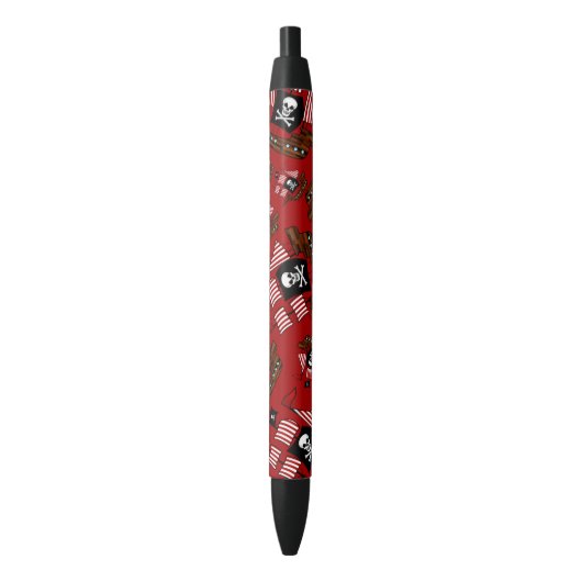 Rode piratenscheepspatroon zwarte inkt pen (Voorkant Verticaal)