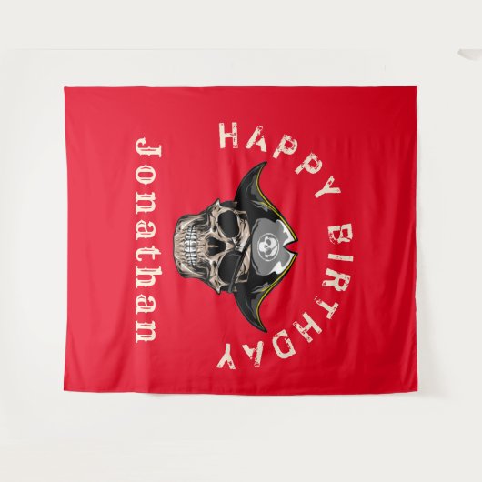 Rode Piratenskelet Kapitein Piraat Jack Tapijt Wandkleed (Voorkant (horizontaal))