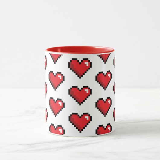 Rode Pixel Hart Videospel Mok (Midden)