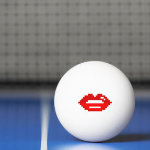 Rode pixellippen pingelen pongbal voor tafeltennis pingpongbal
