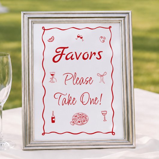 Rode Pizza That's Amore Bruiloft Feest Favor Poster