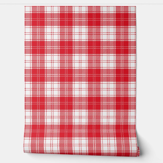 Rode Plaid Behang (Afrollen)