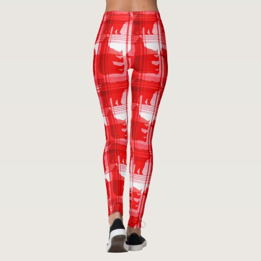 Rode plaid beren patroon leggings (Achterkant)