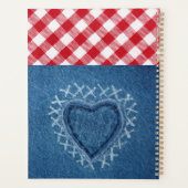 Rode Plaid Buffalo Check Denim Hart Monogram Planner (Achterkant)
