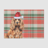 Rode Plaid Cocker Spaniel Hond Kerstmis Tissuepapier (Voorkant)