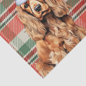 Rode Plaid Cocker Spaniel Hond Kerstmis Tissuepapier (Detail)