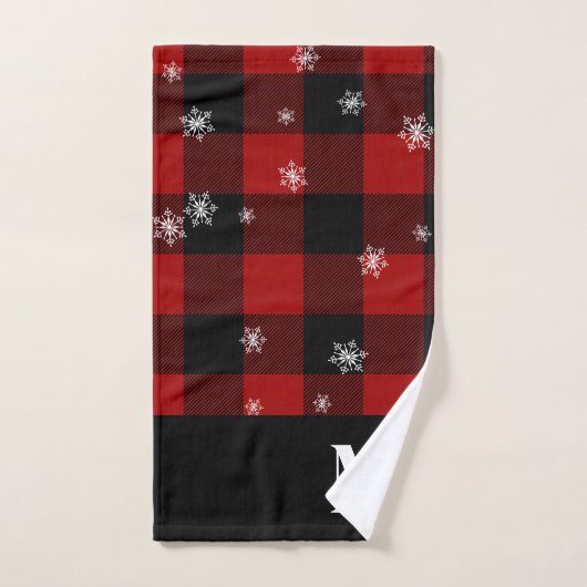 Rode Plaid Flanel Custom Monogram Winter Bad Handdoek (Handdoek)