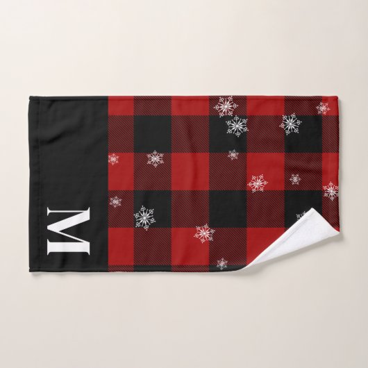 Rode Plaid Flanel Custom Monogram Winter Bad Handdoek (Handdoek)