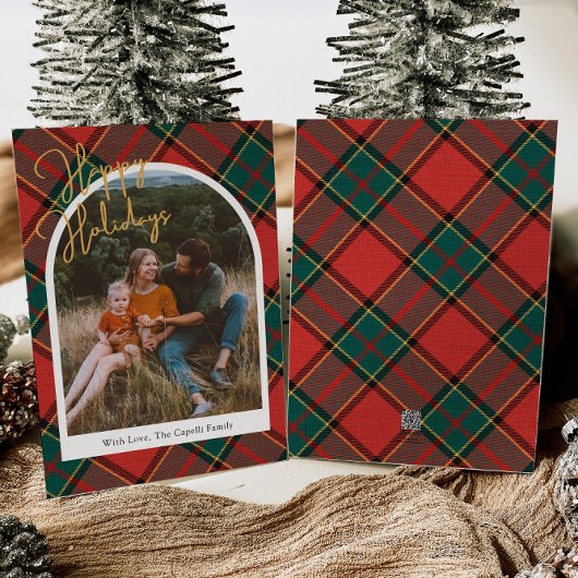 Rode Plaid Foto Kerst Kaart