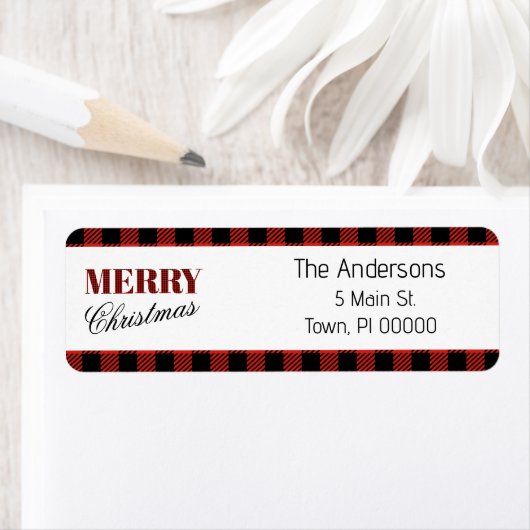 Rode Plaid Gepersonaliseerde Adresetiketten Etiket (Insitu)