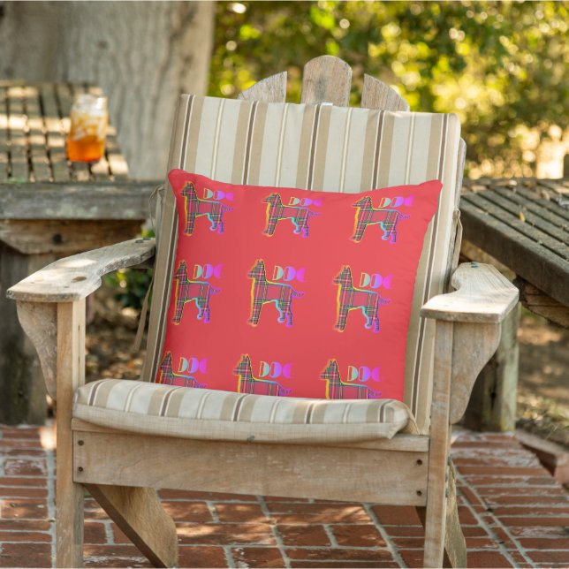Rode Plaid HOND Rood Buitenkussen (Stoel)