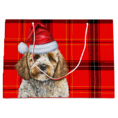 Rode Plaid Kerst Cockapoo Hond Vakantie Groot Cadeauzakje (Voorkant)