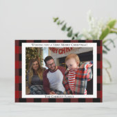 Rode Plaid Kerst met eigen afbeelding Feestdagenkaart (Staand voorkant)