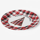 Rode Plaid Kerst Papier Borden Papieren Bordje (Gekanteld)