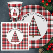 Rode Plaid Kerst Papier Borden Papieren Bordje