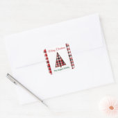 Rode Plaid Kerstboom Kerst stickers (Envelop)