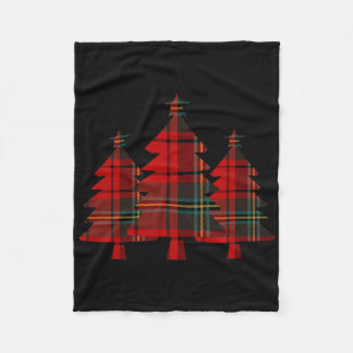 Rode Plaid Kerstboom Pine Trees Fleece Deken