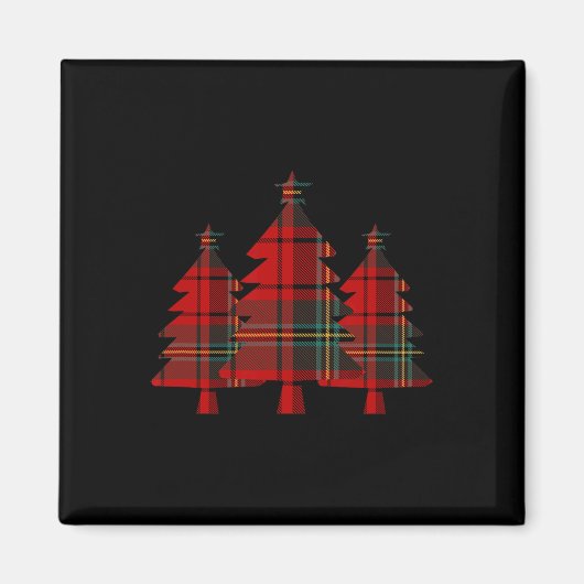 Rode Plaid Kerstboom Pine Trees Magneet (Voorkant)