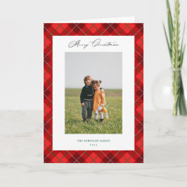 Rode Plaid Kerstvakantie Foto Gevouwen Kaart