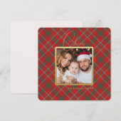 Rode Plaid Minimalistische Kerstkaart (Voorkant / Achterkant)