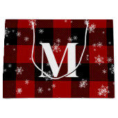 Rode Plaid & Sneeuwvlokken Monogram Eerste Letter  Groot Cadeauzakje (Voorkant)