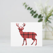 Rode Plaid Tartan Patroon Kerst Vakantie Herten Feestdagenkaart (Staand voorkant)