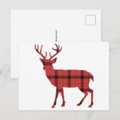 Rode Plaid Tartan Patroon Kerst Vakantie Herten Feestdagenkaart (Voorkant / Achterkant)