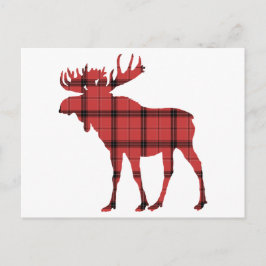 Rode Plaid Tartan Patroon Kerst Vakantie Moose Feestdagenkaart