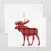 Rode Plaid Tartan Patroon Kerst Vakantie Moose Feestdagenkaart (Voorkant / Achterkant)