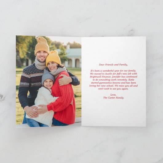 Rode Plaid Tartan Vrolijke Kerstbrief Foto Feestdagen Kaart (Binnen)