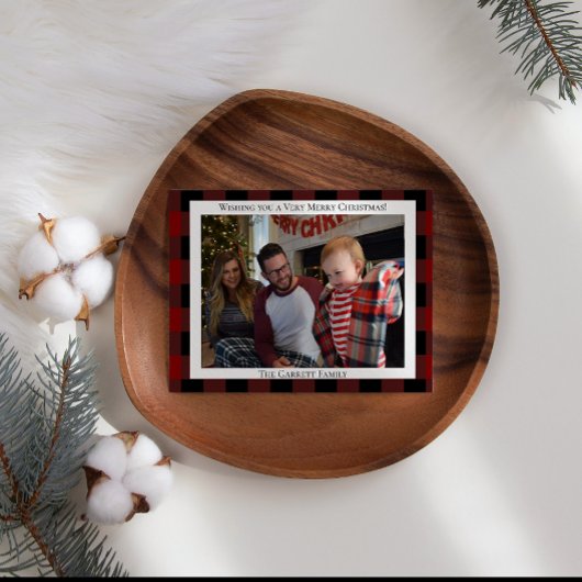 Rode Plaid Voeg Je Eigen Afbeelding Toe Kerstmis Feestdagenkaart