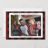 Rode Plaid Voeg Je Eigen Afbeelding Toe Kerstmis Feestdagenkaart (Voorkant)