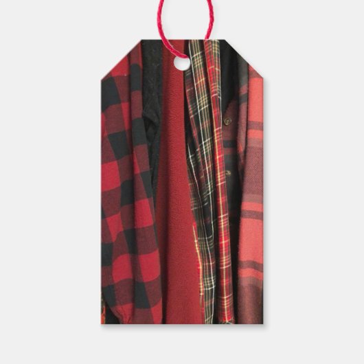 Rode plaids en prints cadeaulabel (Voorkant)