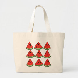 Rode Plak Watermeloen Grote Tote Bag