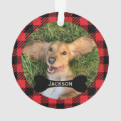 Rode Plakken Custom Bone naamplaat Hond Foto Ornament (achterkant)