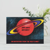 Rode planeet partijuitnodiging kaart (Staand voorkant)