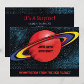 Rode planeet partijuitnodiging kaart (Voorkant / Achterkant)