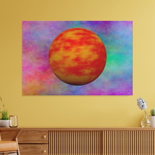 Rode planet in een universum van plasma canvas afdruk (Insitu (Woonkamer))
