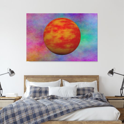 Rode planet in een universum van plasma canvas afdruk (Insitu (Slaapkamer))