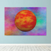 Rode planet in een universum van plasma canvas afdruk (Insitu (Houten vloer))
