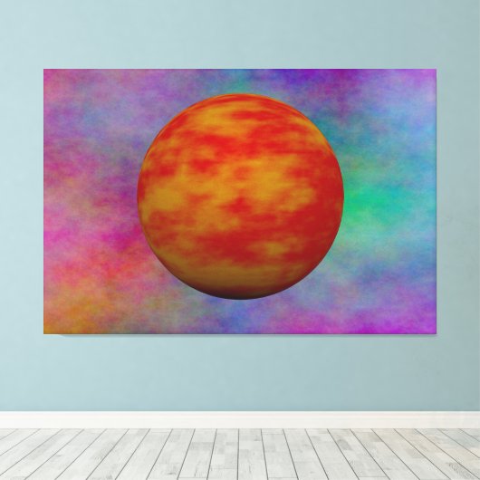 Rode planet in een universum van plasma canvas afdruk (Insitu (Houten vloer))