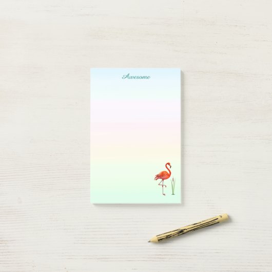 Rode Planten met Flamingo en Reed op parelhoeken Post-it® Notes (Op bureau)