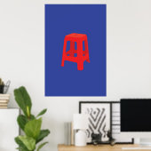 Rode Plastic Kruk Print (Thuiskantoor)