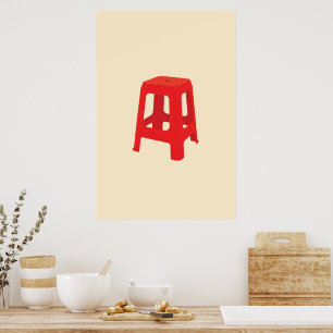 Rode Plastic Kruk Print 