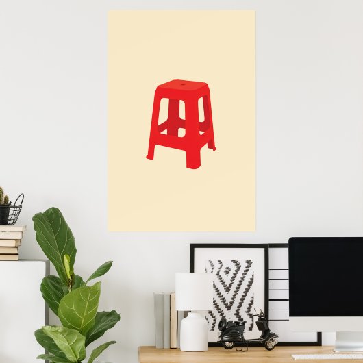 Rode Plastic Kruk Print (Thuiskantoor)