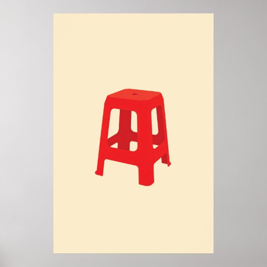 Rode Plastic Kruk Print (Voorkant)