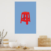 Rode Plastic Kruk Print  (Keuken)
