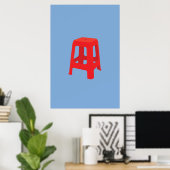 Rode Plastic Kruk Print (Thuiskantoor)
