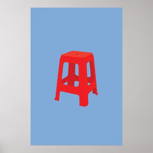 Rode Plastic Kruk Print  (Voorkant)